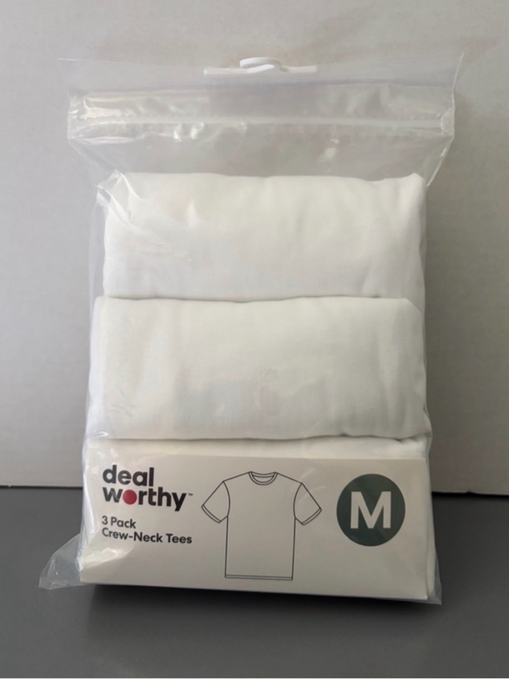 Dealworthy 3 Pack White Crew Neck T Shirts Mens Medium New